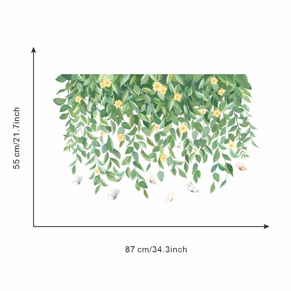 Miếng dán tường trang trí hình dây leo lá cây tươi mát thời trang