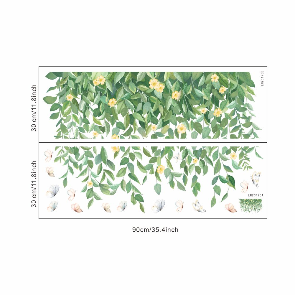 Miếng dán tường trang trí hình dây leo lá cây tươi mát thời trang