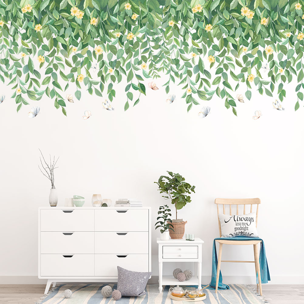 Miếng dán tường trang trí hình dây leo lá cây tươi mát thời trang