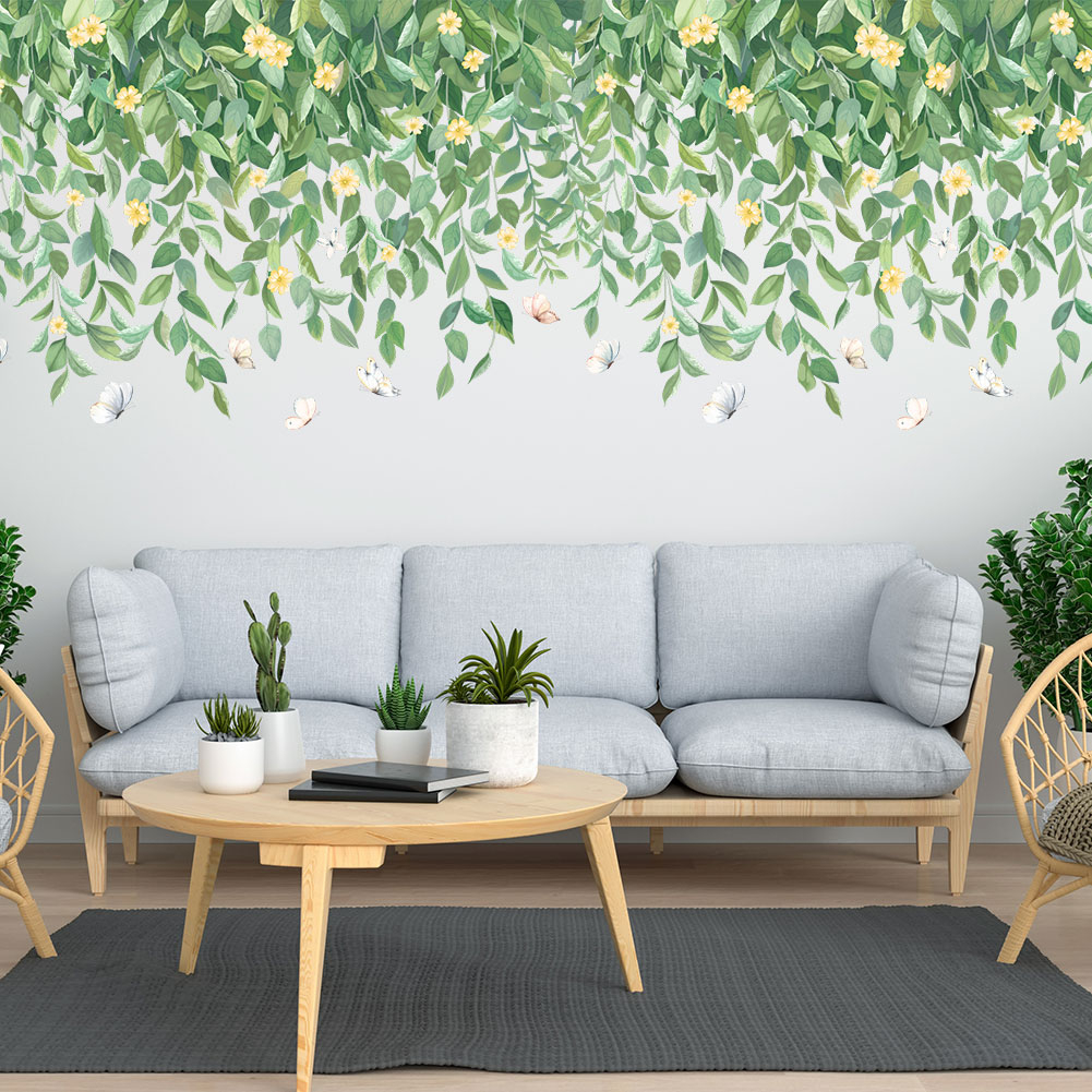 Miếng dán tường trang trí hình dây leo lá cây tươi mát thời trang