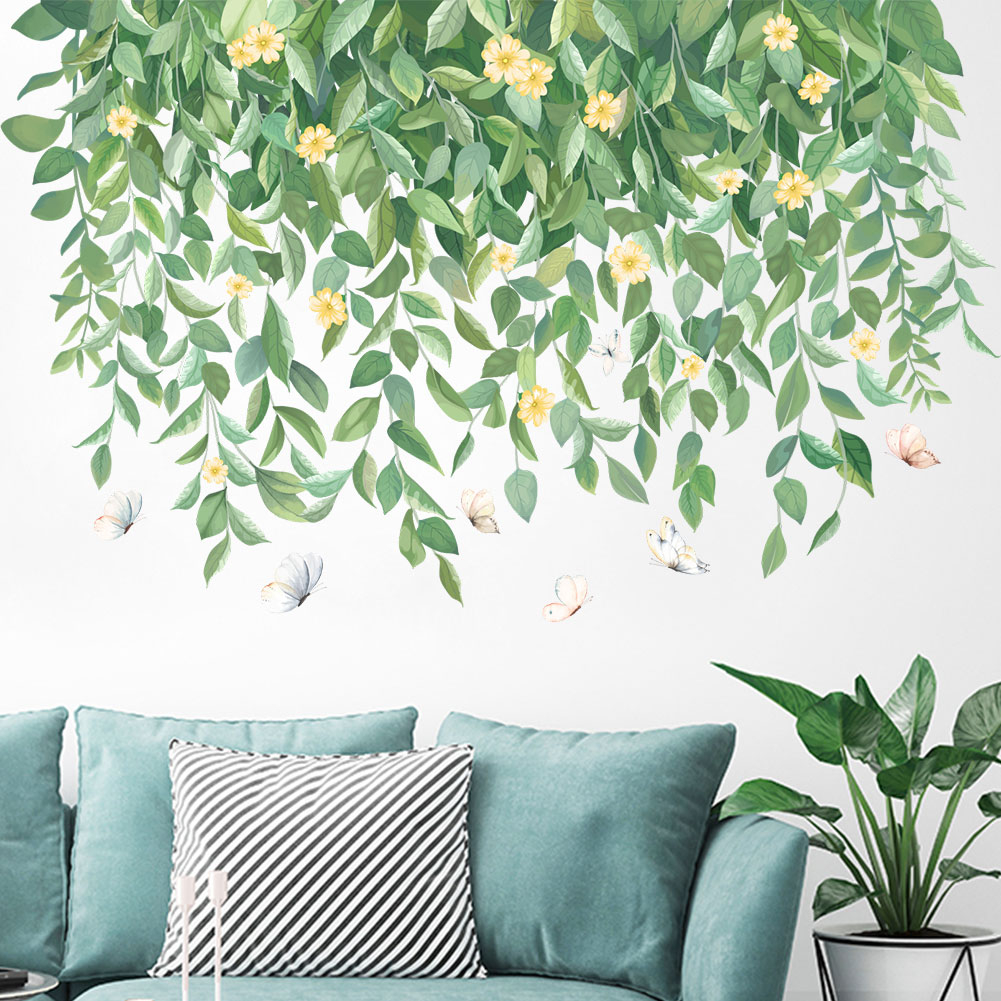 Miếng dán tường trang trí hình dây leo lá cây tươi mát thời trang