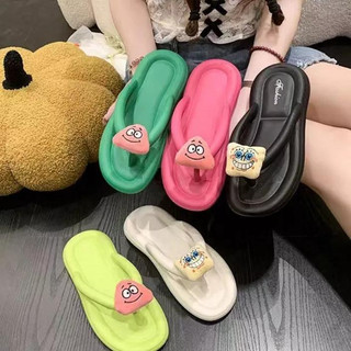 Dép Xỏ Ngón Đế Mềm Chống Trượt Họa Tiết Spongebob Dễ Thương Cho Nữ