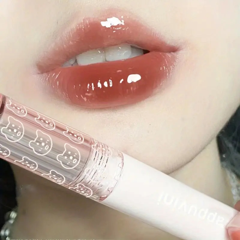 Son Bóng Cappuvini Dưỡng Ẩm Chống Thấm Nước Không Dính Màu Sắc Tươi Tắn Bong Son bóng son cappuvini gấu hồng 6 màu tùy chọn trong suốt tiện dụng cao cấp