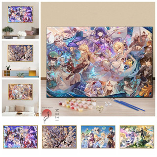 MOZI ✨40*50cmGenshin tranh tô màu theo số tranh số hoá anime tranh tô màu theo số theo yêu cầu tranh sơn dầu số hoá tranh số hoáTranh Sơn Dầu Kỹ Thuật Số Tự Làm Hình Yuanshen Dùng Để Trang Trí Nội Thất