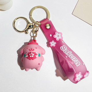 SANRIO Mới Móc Chìa Khóa Xe Hơi Họa Tiết Hoa Anh Đào Kuromi Melody Cinnamoroll Dễ Thương