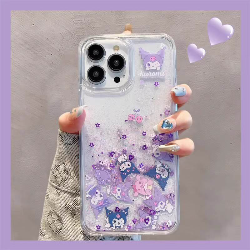 Ốp Điện Thoại Silicon Mềm Trong Suốt Chống Sốc Họa Tiết Hoạt Hình Phối Cát Lún Cho iPhone 14 13 12 11 Pro Max 14 Plus