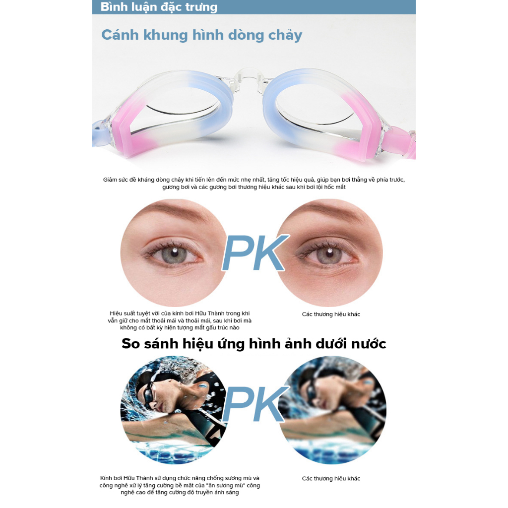 Kính bơi silicone Borammy thoải mái chất lượng cao