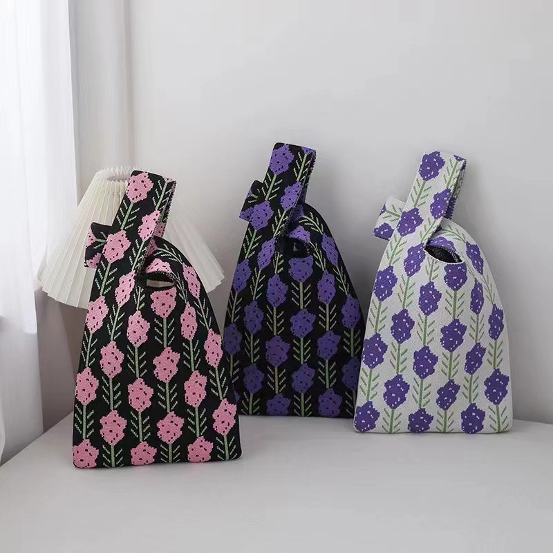 Túi Đeo Vai Đan Len Đính Hoa Thời Trang Xinh Xắn Cho Bé Gái