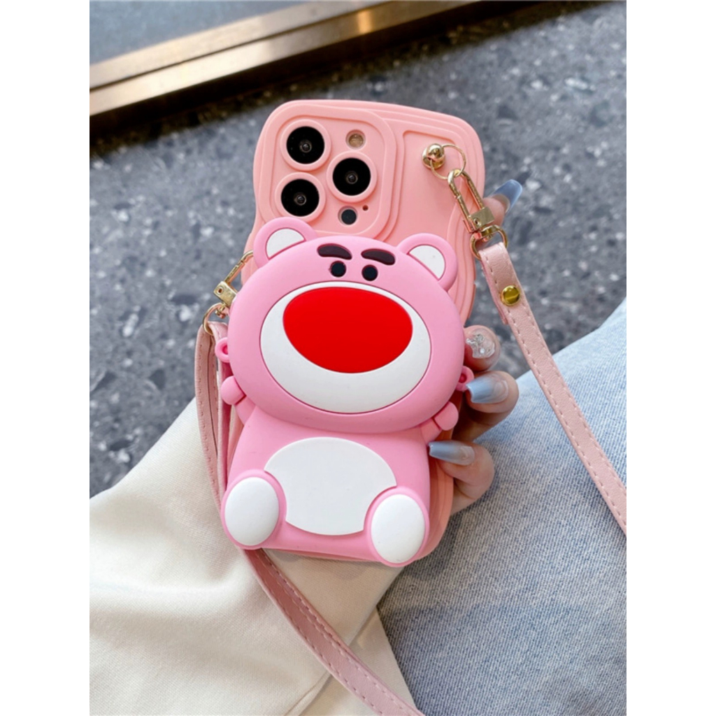 Ốp Điện Thoại Dẻo Họa Tiết Gấu &amp; Dâu Tây Dễ Thương Cho Iphone 14promax 14 13 pro max 12 pro max 11 pro max xs max xr x 7 8 plus