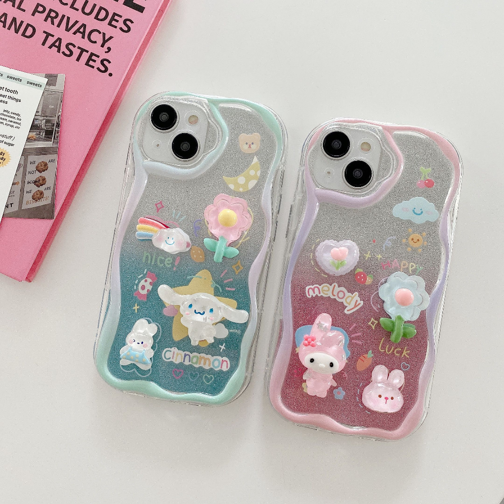 Ốp Điện Thoại Chống Sốc Hình Cinnamoroll Melody 3D Dễ Thương Cho iPhone 14 / 13 / 12 / 11 / X / 8P / 7P / 7