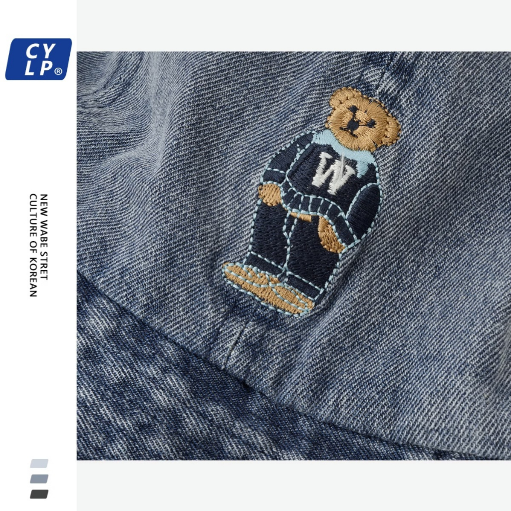 Nón Tai Bèo Vải Denim Thêu Hình Gấu Hoạt Hình Phong Cách Nhật Bản Dành Cho Nữ