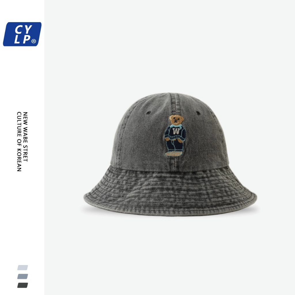 Nón Tai Bèo Vải Denim Thêu Hình Gấu Hoạt Hình Phong Cách Nhật Bản Dành Cho Nữ