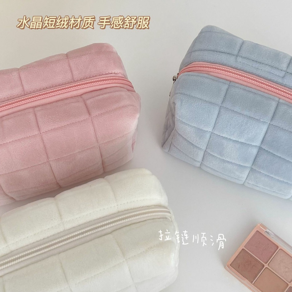 Túi Đựng Mỹ Phẩm Cỡ Lớn Bằng Nhung Mềm Mại Phong Cách Hàn Quốc Thời Trang Cho Nữ