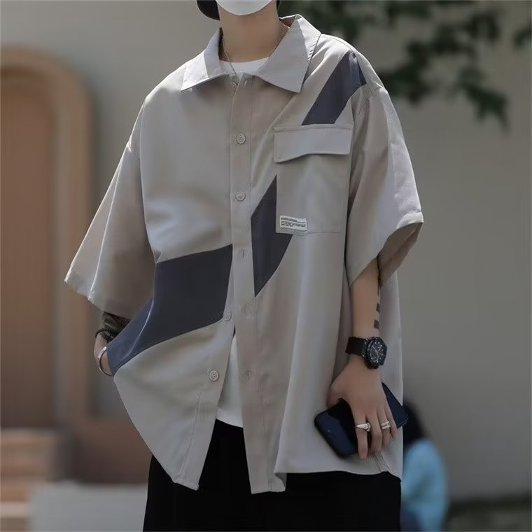 Áo Sơ Mi Ngắn Tay Dáng Rộng Thời Trang Mùa Hè 2023 Giản Dị Dành Cho Nam