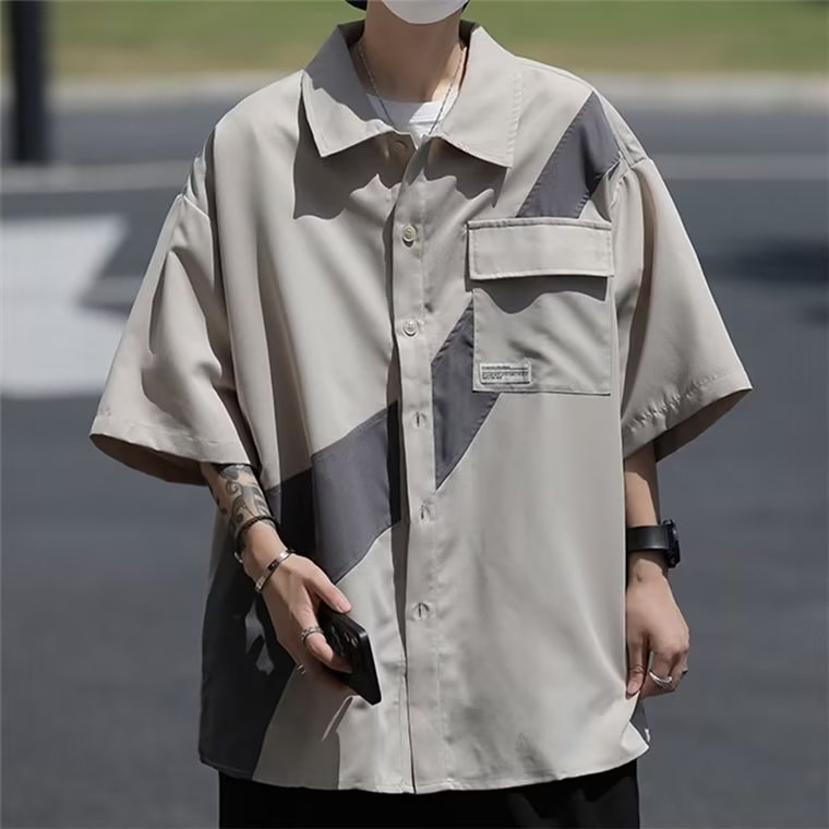 Áo Sơ Mi Ngắn Tay Dáng Rộng Thời Trang Mùa Hè 2023 Giản Dị Dành Cho Nam