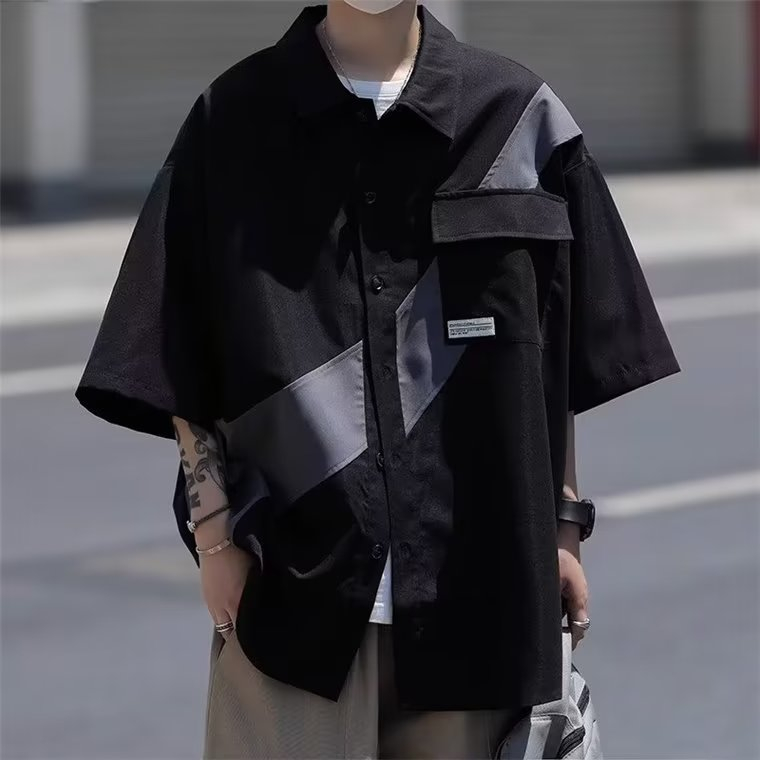 Áo Sơ Mi Ngắn Tay Dáng Rộng Thời Trang Mùa Hè 2023 Giản Dị Dành Cho Nam