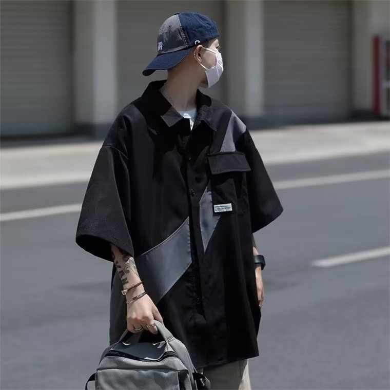 Áo Sơ Mi Ngắn Tay Dáng Rộng Thời Trang Mùa Hè 2023 Giản Dị Dành Cho Nam