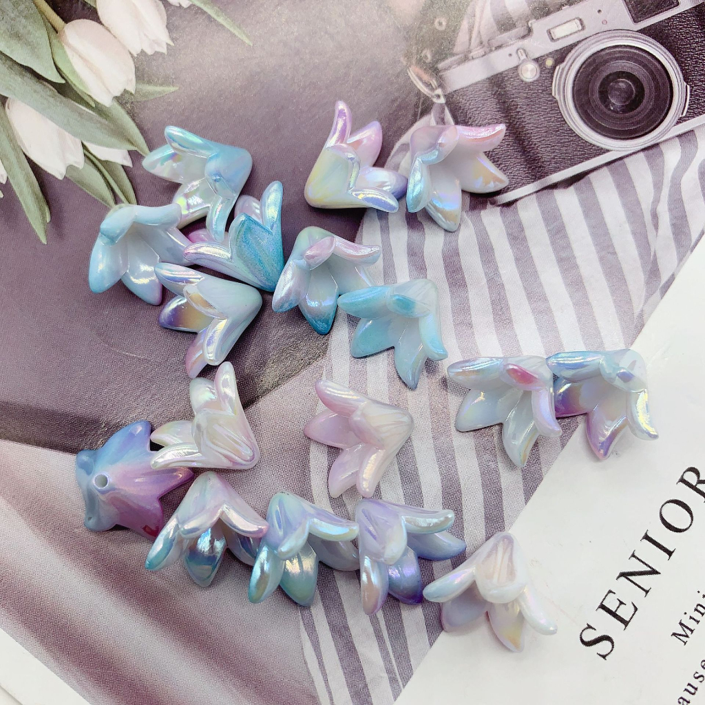 Bộ 20 Cái Kẹp Tóc diy Hình Hoa lily Giả Bằng acrylic 15x12mm y1806