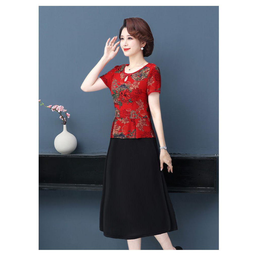 Đầm Sườn Xám Dáng Dài Size Lớn Thời Trang Cho Phụ Nữ Trung Niên