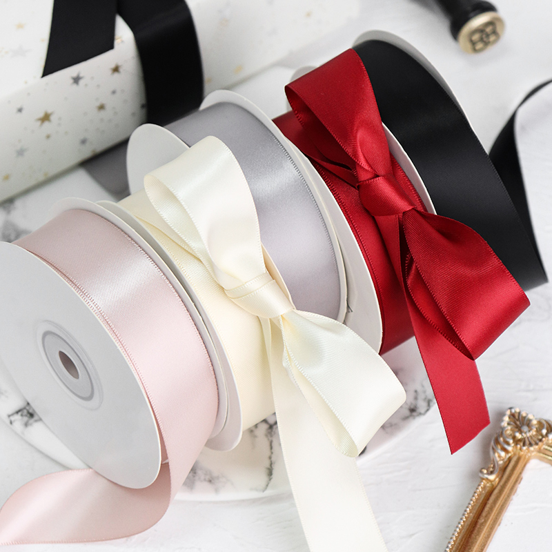 Cuộn Dây Ruy Băng Màu Trơn Hai Mặt 22.5metres 25mm Dùng Trang Trí Hộp Bánh Kem