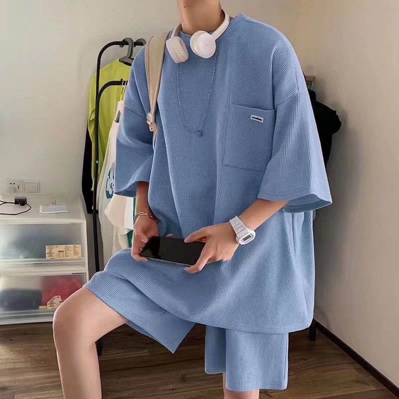 Set Đồ nam Thời Trang Màu Trơn đồ bộ thể thao nữ Dáng Rộng bộ quần áo nam Phong Cách Hàn Quốc Cá Tính đồ bộ Nam Nữ