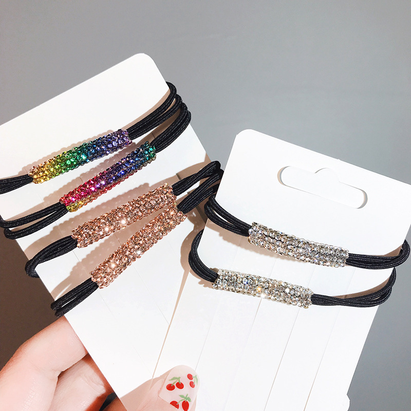 Dây Buộc Tóc Cao Su Co Giãn Đính Đá Lấp Lánh Kiểu Hàn Quốc Mới