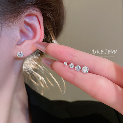 DREJEW Khuyên tai nhỏ dạng kẹp đính đá zircon không xỏ lỗ phong cách thời trang cá tính cho nữ