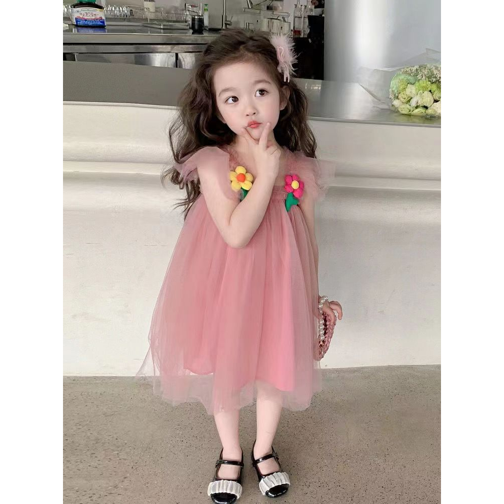 Đầm Công Chúa Hai Dây Dễ Thương Thời Trang Mùa Hè Cho Bé Gái