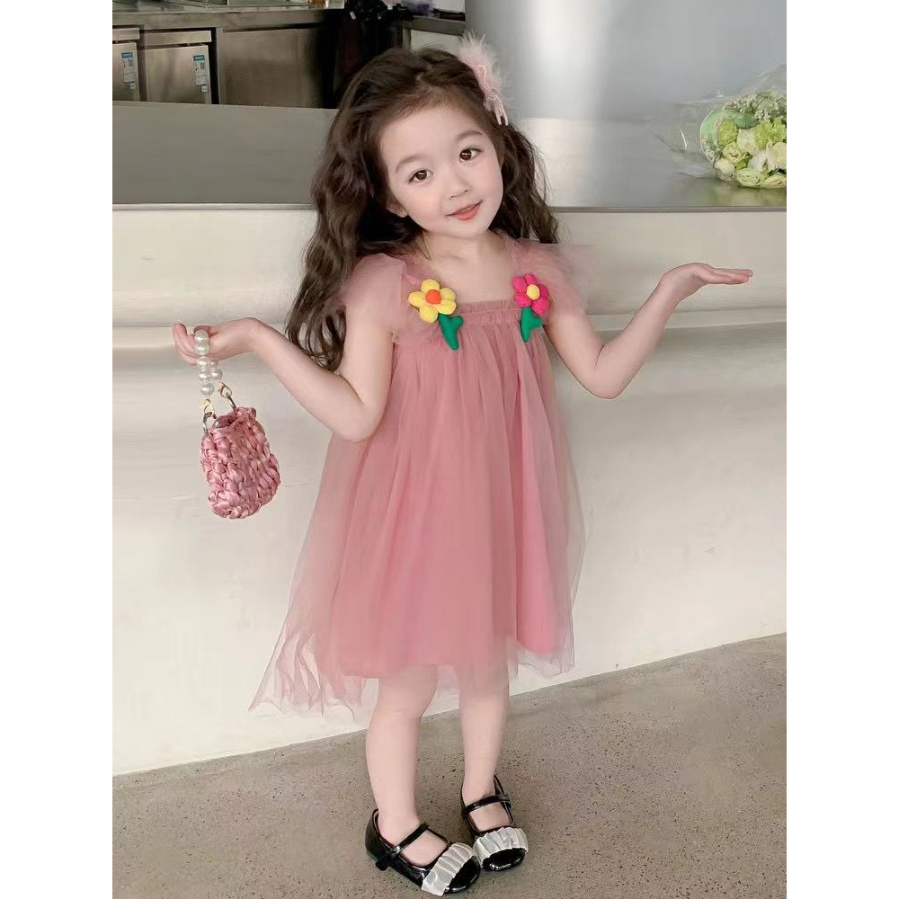 Đầm Công Chúa Hai Dây Dễ Thương Thời Trang Mùa Hè Cho Bé Gái