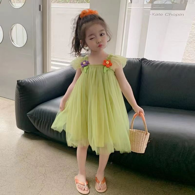 Đầm Công Chúa Hai Dây Dễ Thương Thời Trang Mùa Hè Cho Bé Gái