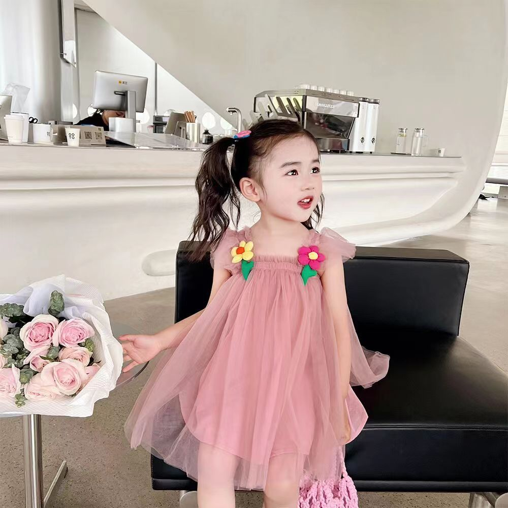 Đầm Công Chúa Hai Dây Dễ Thương Thời Trang Mùa Hè Cho Bé Gái