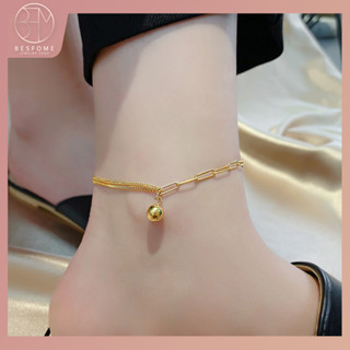 Lắc Chân Mạ Vàng 18K Mặt Hình Quả Cầu Bằng Thép Không Gỉ Dễ Thương