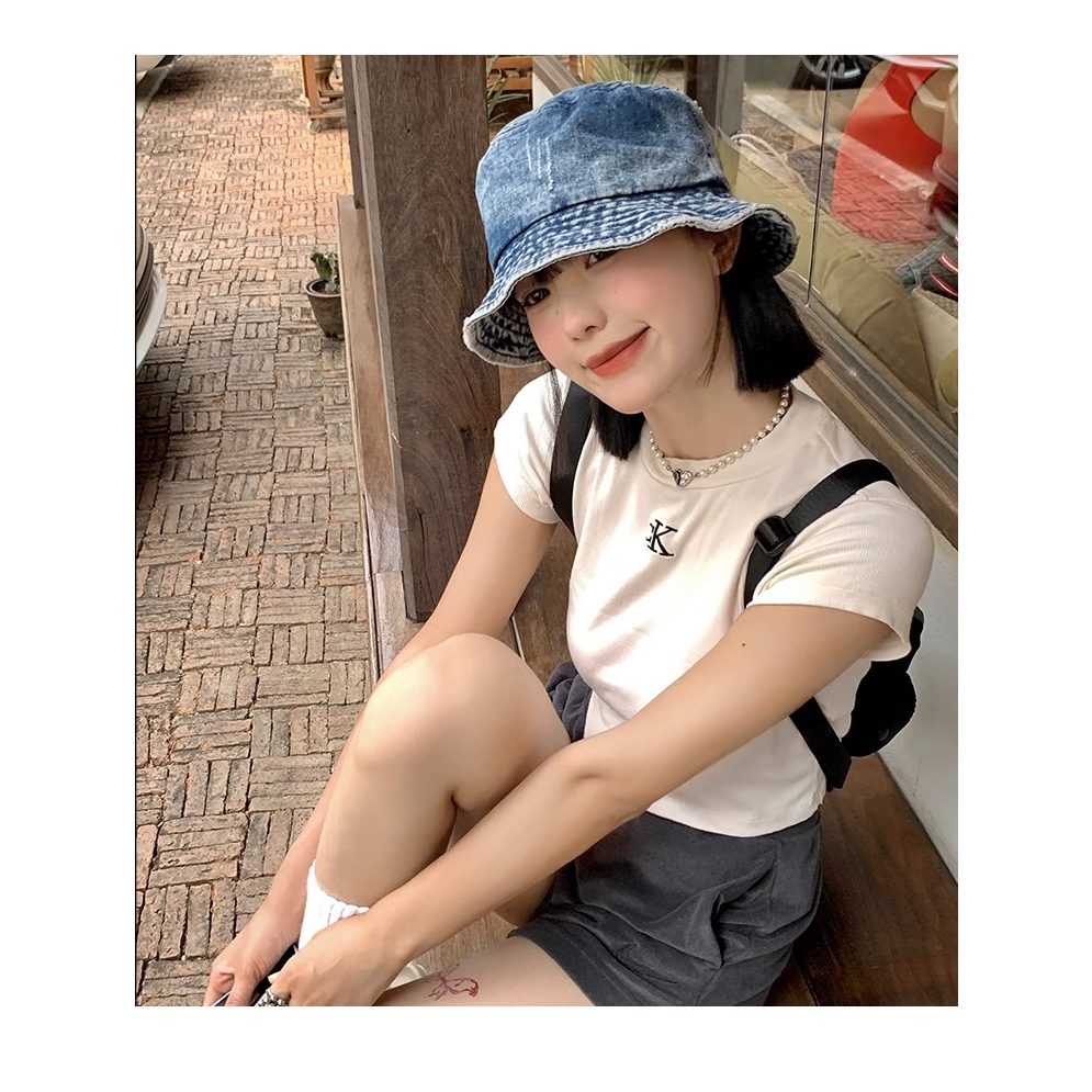 Nón Tai Bèo Denim Vành Rộng Thời Trang Mùa Hè Nhật Bản Dành Cho Nữ