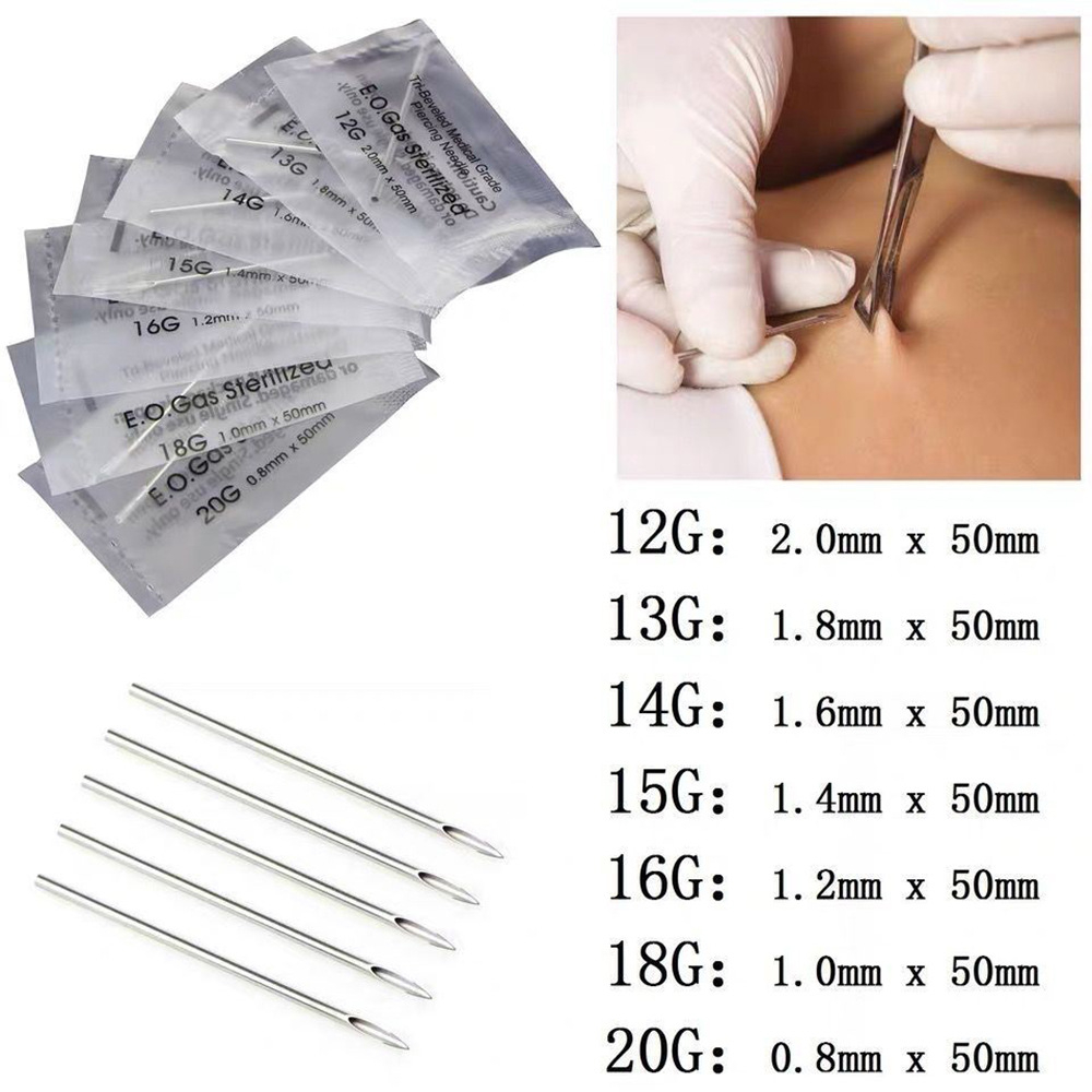 Hộp 100 Kim Xỏ Khuyên Chuyên Nghiệp 12G / 13G / 14G / 15G / 16G / 18G / 20G