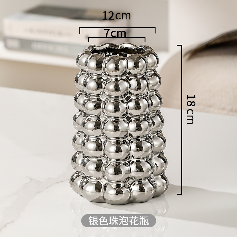 Lọ Hoa Bằng Vải Bạc Phong Cách Bắc Âu Sang Trọng Dành Cho Trang Trí Phòng Khách/ Bàn Ăn
