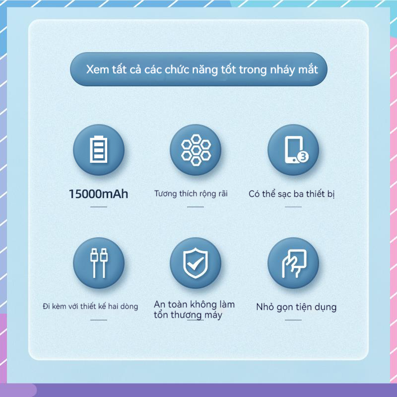 Sạc Dự Phòng REMAX Cao Cấp - comes Với 2 Dây 15000mAh Hỗ Trợ Sạc Nhanh Không Dây Cho Samsung / Xiaomi / oppo / vivo