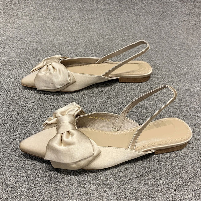 Giày Búp Bê Mũi Nhọn Đính Nơ Thời Trang Nữ Tính