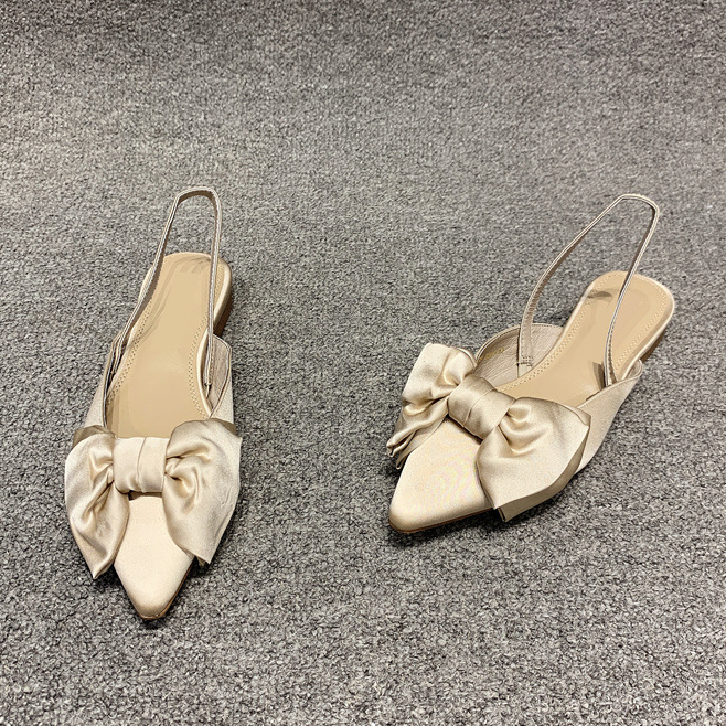 Giày Búp Bê Mũi Nhọn Đính Nơ Thời Trang Nữ Tính