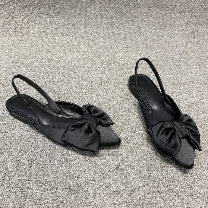 Giày Búp Bê Mũi Nhọn Đính Nơ Thời Trang Nữ Tính