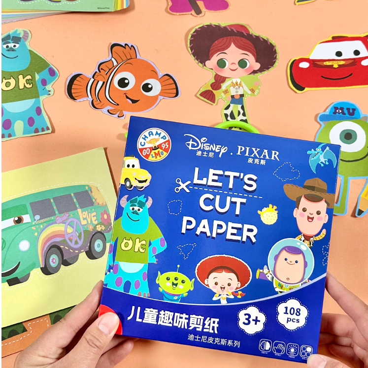 Bộ cắt giấy thủ công 108 tờ và 1 kéo - Cắt giấy cho bé 108 , Công chúa Disney Nhiều mẫu，Luyện cho bé sự khéo tay và sáng tạo