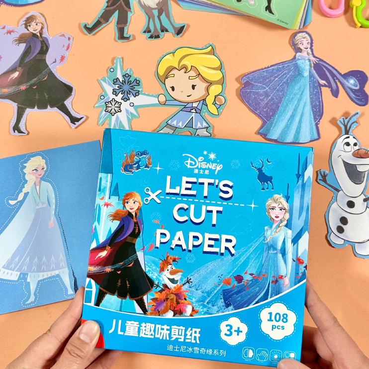 Bộ cắt giấy thủ công 108 tờ và 1 kéo - Cắt giấy cho bé 108 , Công chúa Disney Nhiều mẫu，Luyện cho bé sự khéo tay và sáng tạo