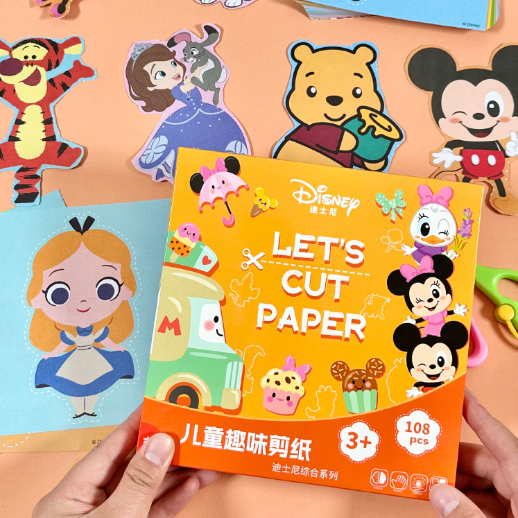 Bộ cắt giấy thủ công 108 tờ và 1 kéo - Cắt giấy cho bé 108 , Công chúa Disney Nhiều mẫu，Luyện cho bé sự khéo tay và sáng tạo