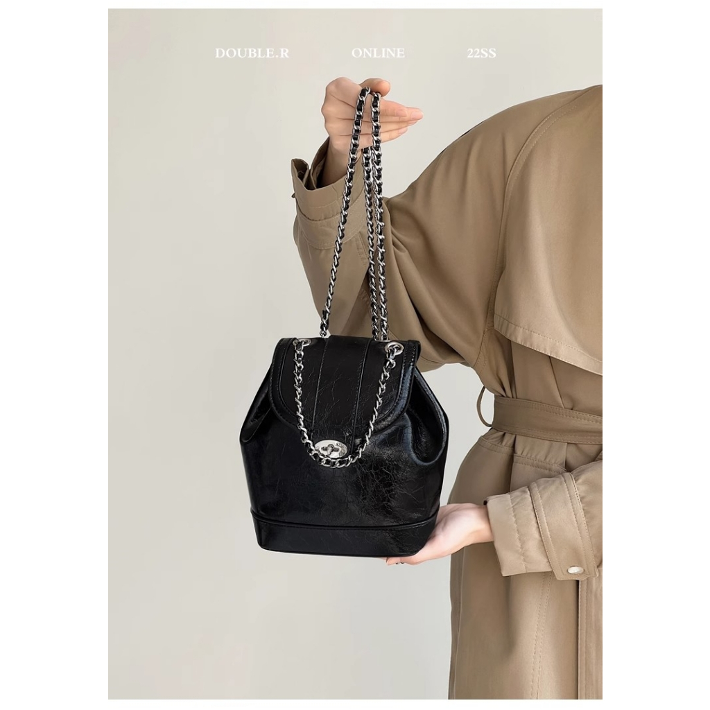 Balo AHA OFFICIAL da mềm cao cấp đính đá kim cương bạc thời trang cho nữ