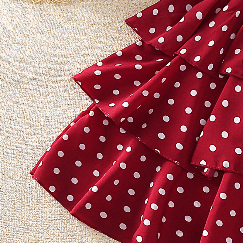 Đầm hai dây SIYYIS xếp tầng họa tiết chấm bi thời trang mùa hè cao cấp cho bé gái 4-12 tuổi