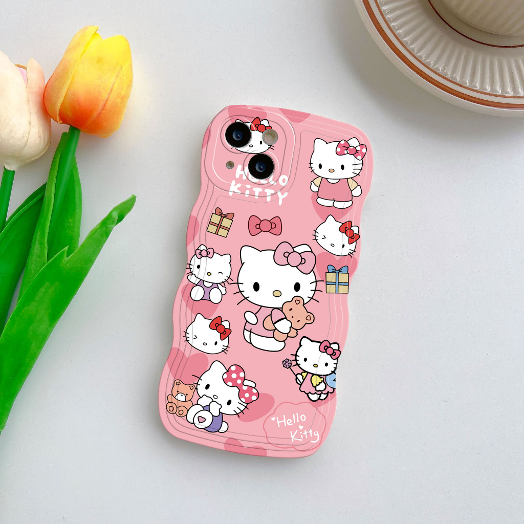 Ốp Điện Thoại Màu Hồng In Hình Mèo Hello Kitty Cho iPhone 13 14Promax 7 8Plus 11Pro 6s 12promax 13promax X XR XsMax 12