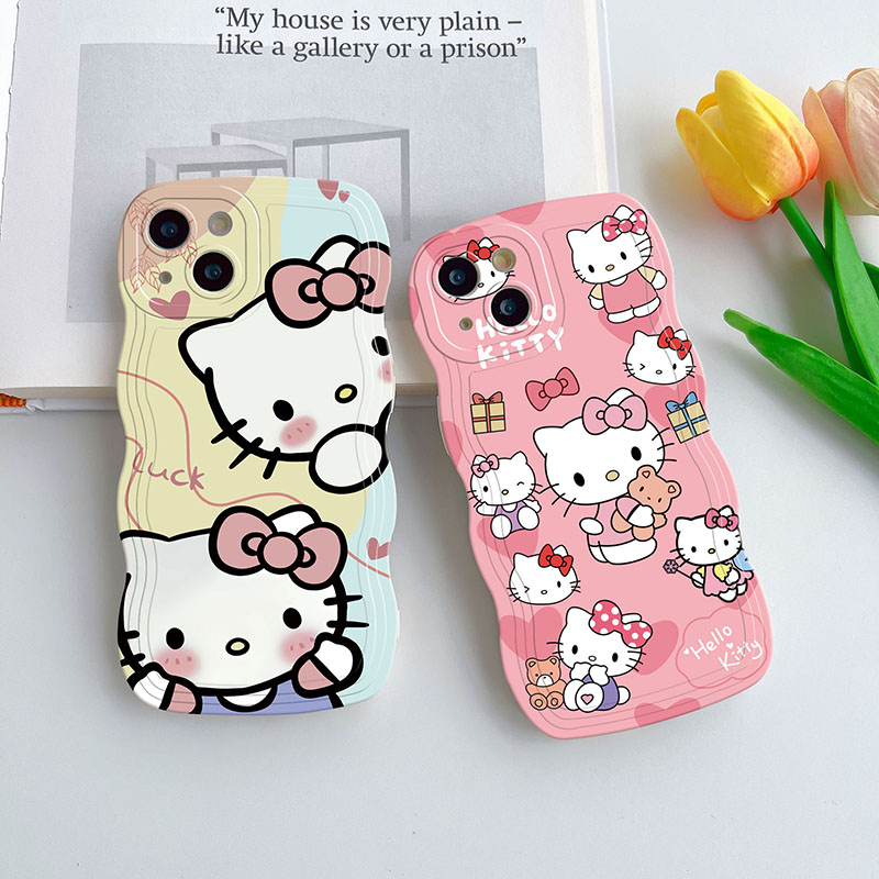 Ốp Điện Thoại Màu Hồng In Hình Mèo Hello Kitty Cho iPhone 13 14Promax 7 8Plus 11Pro 6s 12promax 13promax X XR XsMax 12