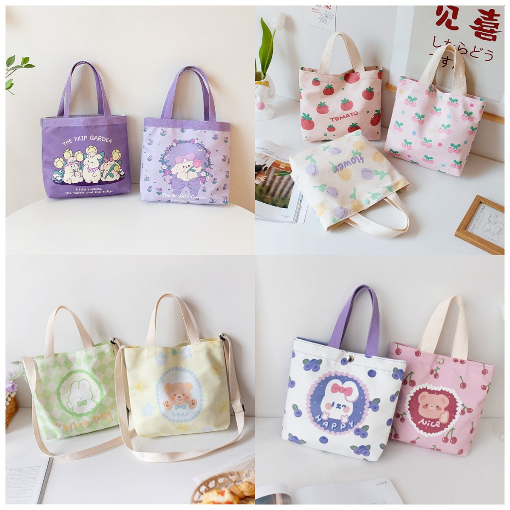 One Túi Xách Tay Đựng Cơm Trưa Bằng Vải canvas Phong Cách Hàn Quốc Dành Cho Nữ Sinh