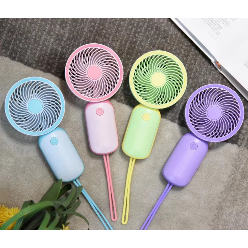 Quạt Điện Mini Cầm Tay Sạc Cổng USB Có Dây Đeo Dễ Thương Phong Cách Hàn Quốc