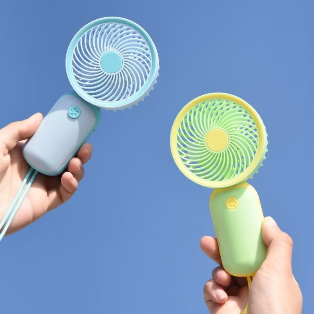 Quạt Điện Mini Cầm Tay Sạc Cổng USB Có Dây Đeo Dễ Thương Phong Cách Hàn Quốc