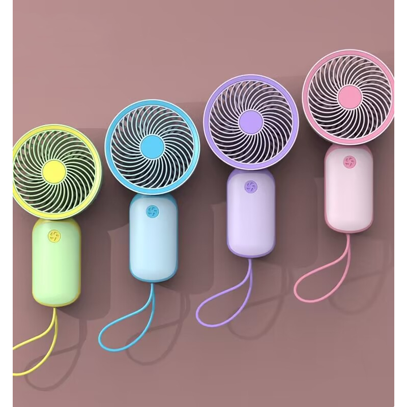 Quạt Điện Mini Cầm Tay Sạc Cổng USB Có Dây Đeo Dễ Thương Phong Cách Hàn Quốc
